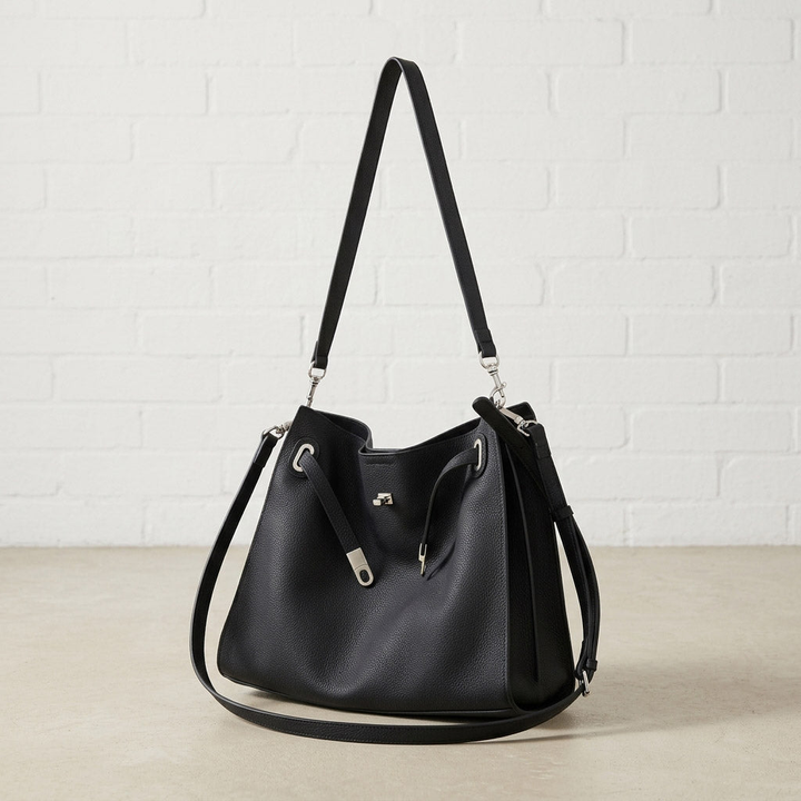 Soft Structured Leather Shoulder Bag