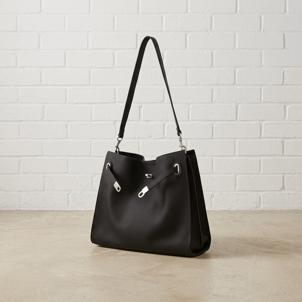Soft Structured Leather Shoulder Bag