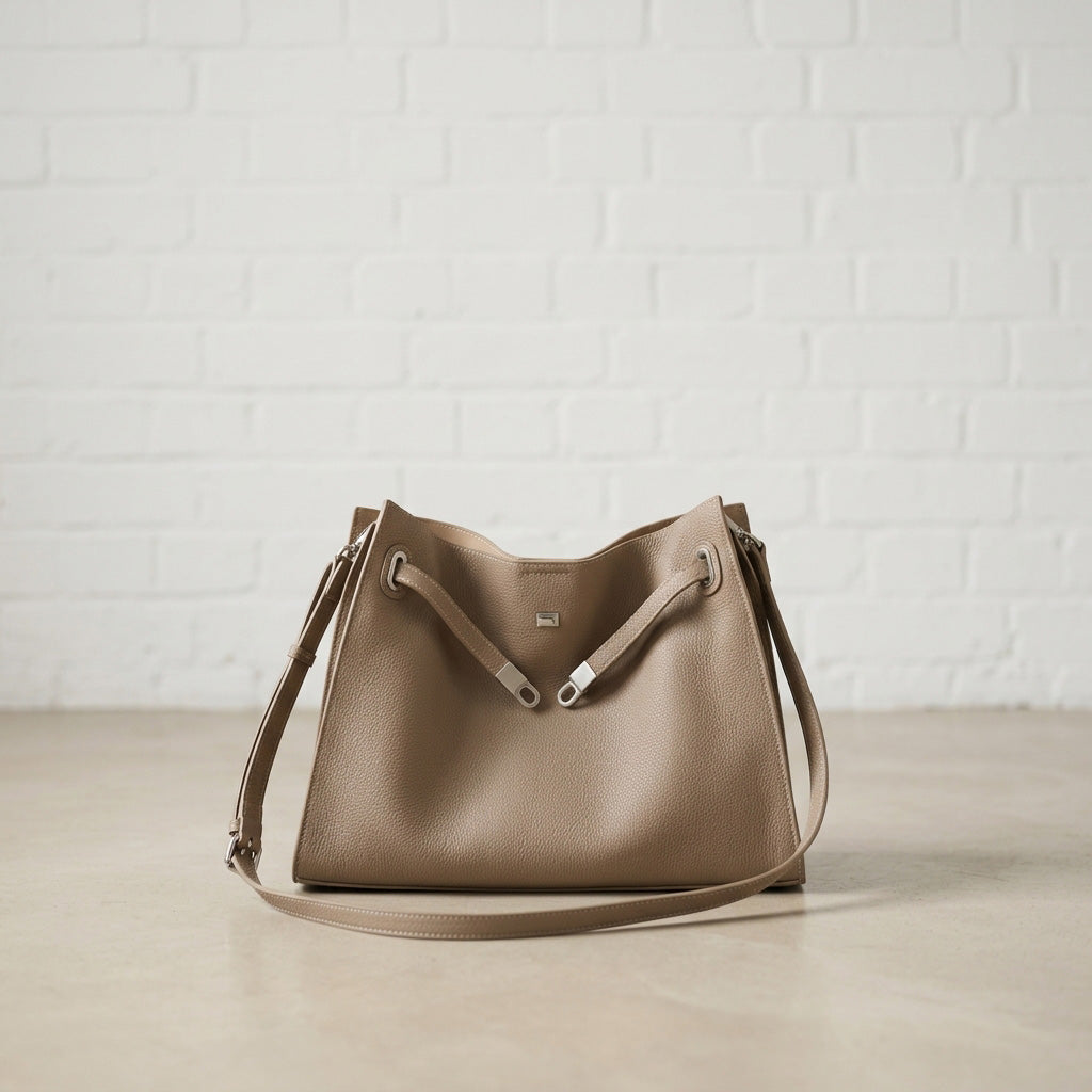 Soft Structured Leather Shoulder Bag
