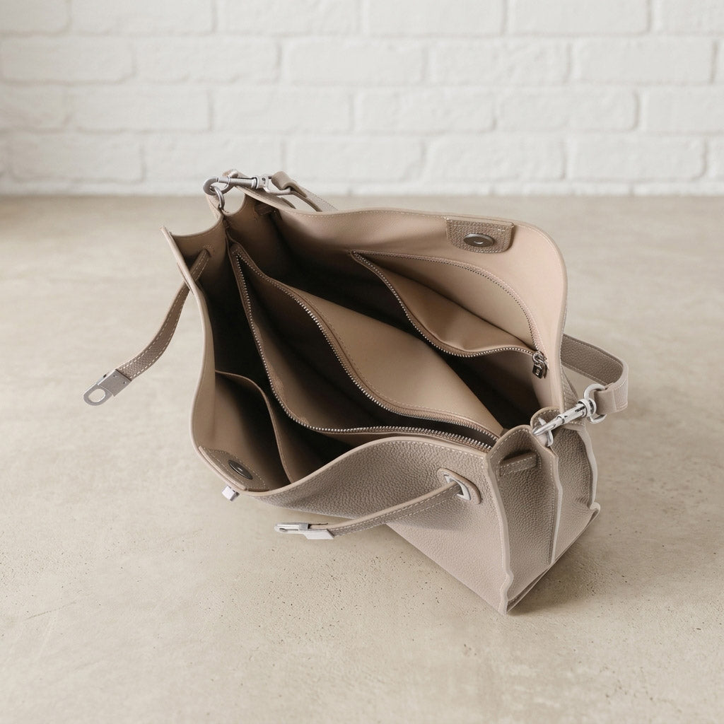 Soft Structured Leather Shoulder Bag