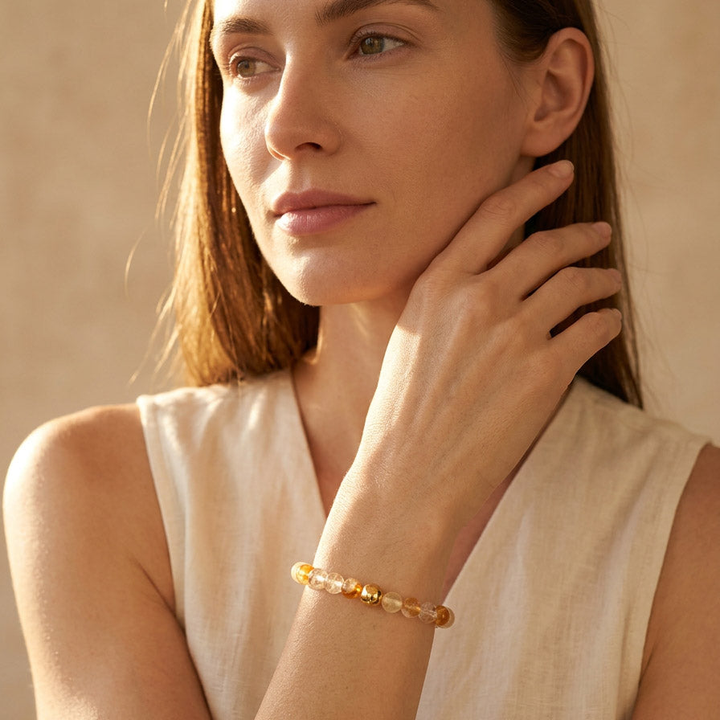 Tiger Eye &amp; Rutilated Quartz Gemstone Bracelet Set