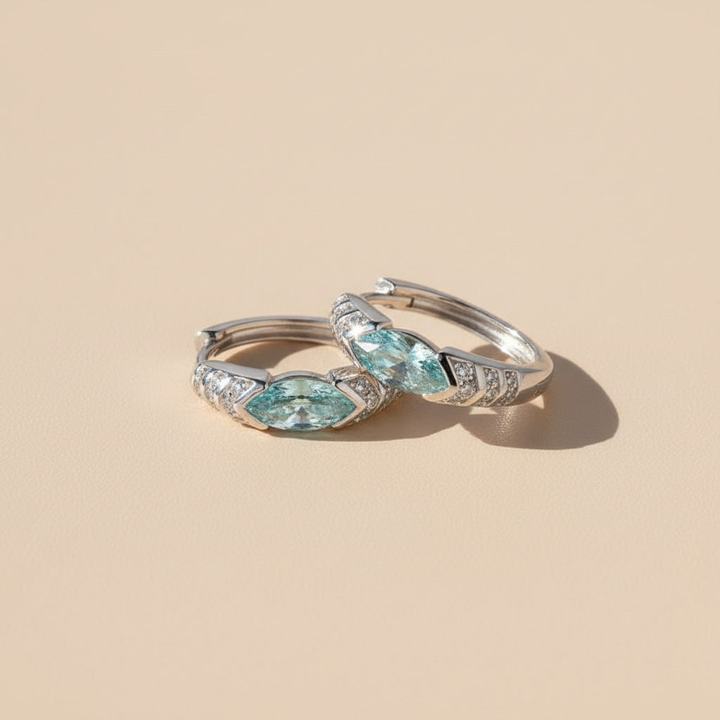 Topaz Blue Moissanite Huggie Earrings